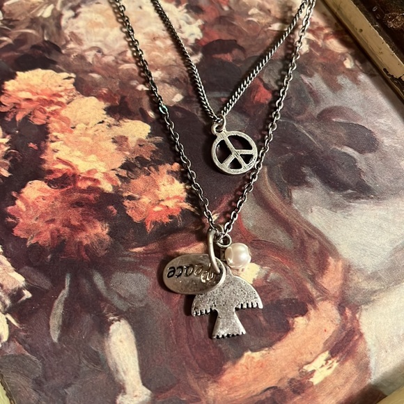 2 row necklace Peace - Picture 2 of 8